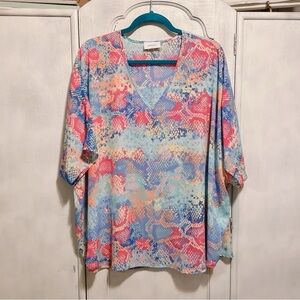 Adrienne Multicolor Snakeprint V-Neck Blouse